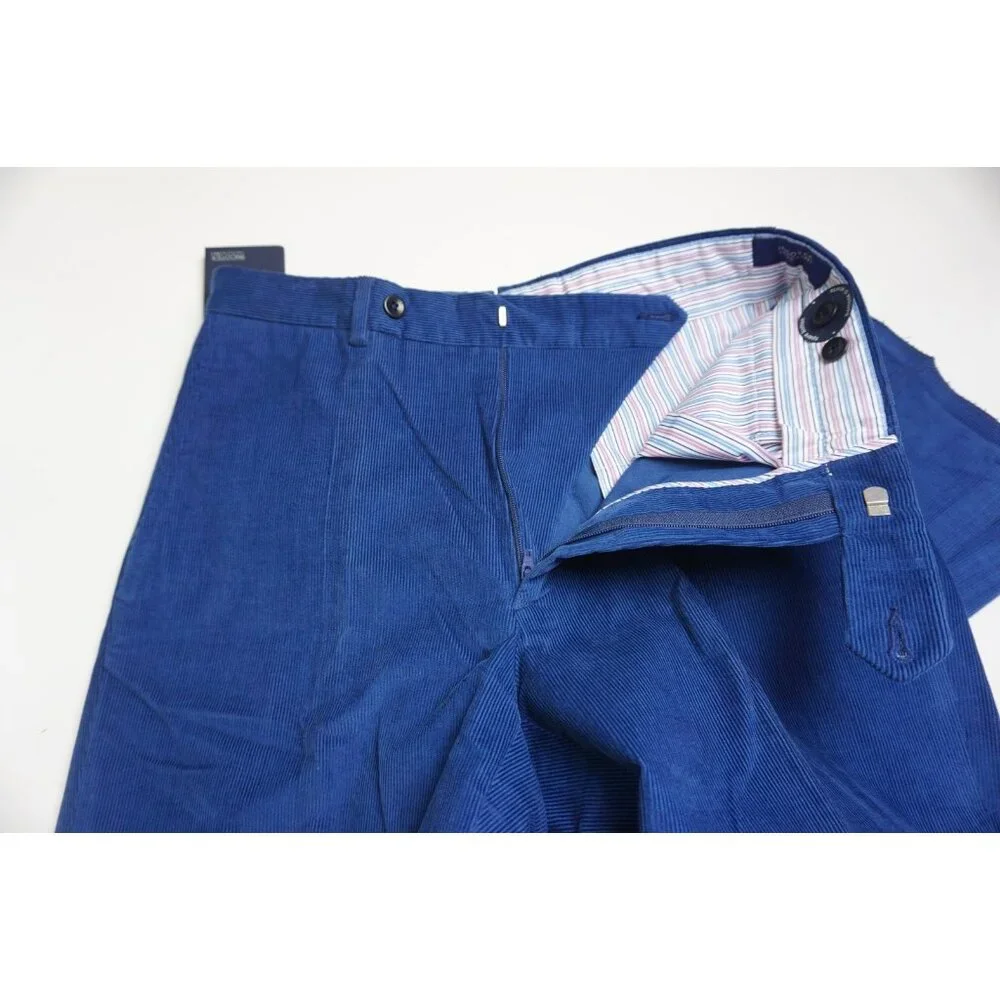 Incotex 100% Cotton Royal Blue Corduroy Mens Pants Sz 44 NEW